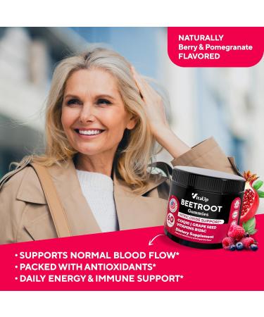Beet Root Gummies Nitric Oxide Beets Supplements with CoQ10 Grape Seed Vitamin C B12 & B3 60 Beets Chews Gummies 60 Count (Pack of 1) - Buy Online on GoSupps.com