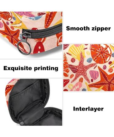 Starfish Seashell Pattern Sanitary Napkin Storage Bag - Portable Menstrual Period Kit Pouch - Buy Online on GoSupps.com