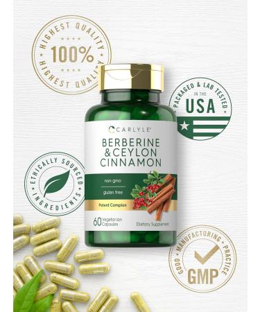 Carlyle Berberine with Ceylon Cinnamon | 60 Capsules | Vegetarian Non-GMO Gluten Free 60 Count (Pack of 1) - Buy Online on GoSupps.com