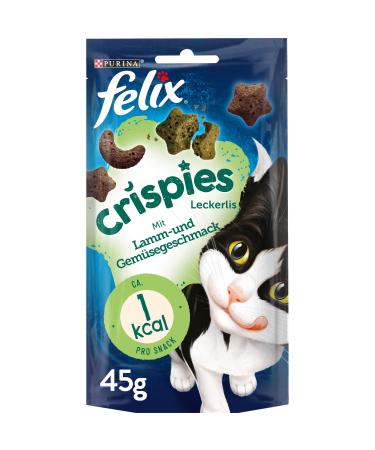 FELIX Crispies cat snack crunchy treats with lamb and vegetable flavour pack of 8 (8 x 45g) lamb and vegetable flavour - Buy Online on GoSupps.com