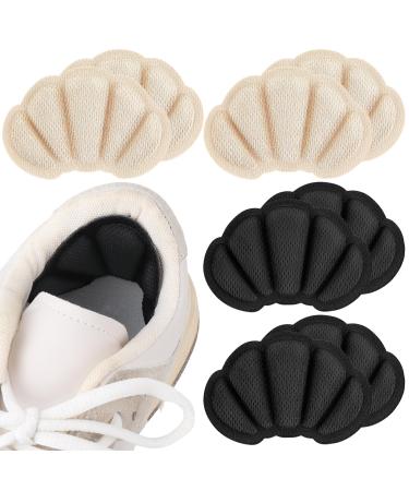 Sibba 4 Pairs Heel Grips Liner Cushions Inserts for Loose Shoes Heel Pads Snugs for Shoes Too Big Heel Grips Protectors for Blisters Pain Rubbing Prevent Slip for Women and Men Black&nude