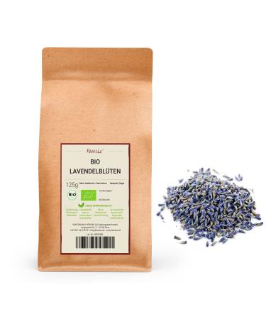 Kamelur 250 g of whole dried organic lavender flowers for an aromatic tea with organic lavender - dried organic lavender and no additives - dried organic lavender in biodegradable packaging