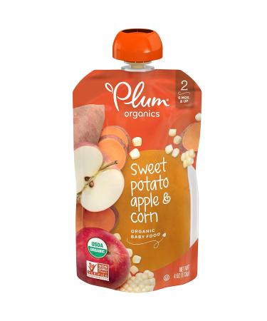 Plum Organics Baby Food Pouch | Stage 2 | Sweet Potato Apple and Corn | Organic Squeeze Pouch | 4 Ounce (Pack of 6) - Buy Online on GoSupps.com