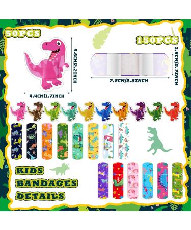 Weewooday 200 Pcs Dinosaur Shaped Bandages | Fun Waterproof Adhesive Bandages for Kids & Toddlers - Colorful Assorted Styles - Buy Online on GoSupps.com