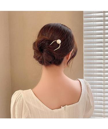 3 Pack Pearl U Shape Hair Fork Sticks - Wedding Bridal Hair Styling Tool for Buns & Chignon - Women & Girls Hair Accessories - Buy Online on GoSupps.com