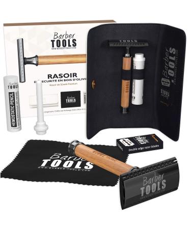 Safety Razor/Shaver + 5 Double Edge Blades + Polishing Cloth + Storage Bag BARBER TOOLS  - Buy Online on GoSupps.com
