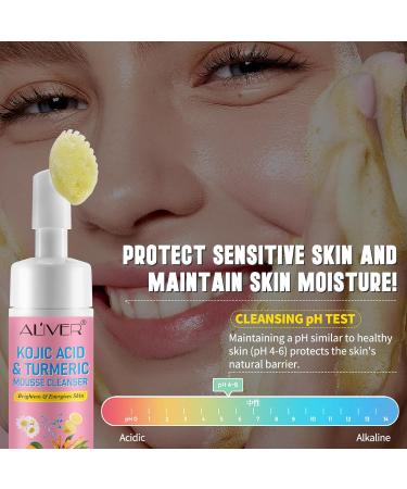 Turmeric Kojic Acid Facial Cleanser Exfoliating Mousse Cleansing Fight Acne Balance Skin Oil And Water Lighten Blemishes Brightens Skin Tone Safe For Sensitive Skin 150Ml - Buy Online on GoSupps.com