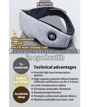 Ewarmer Cordless Rechargeable Heated Eye mask for Dry Eyes - Stye Eye Treatment Warm Compress Relieve Blepharitis Pink Eye Hot Compress Therapy Mask Steam Eye Mask with Sound Reminder (Grey) Gray - Buy Online on GoSupps.com