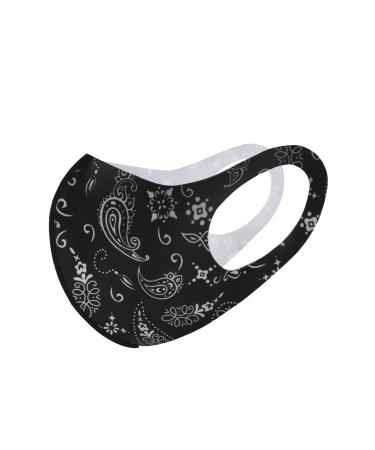 Komonee Face Mask Washable Reusable Paisley Dustproof Cloth Mouth Cover Covering For Men Women Outdoors Indoors Cycling Ski Protection 5 Black