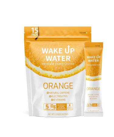 Wake Up Water Energy + Hydration Mix – Energy + Hydration Powder Packets With Natural Caffeine, Electrolytes, B Vitamins | No Sugar | Daily Fuel With No Crash Or Jitters | (Orange)