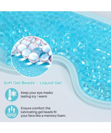 MIVORA Cooling Gel Mask for Puffy Eyes - Hot Cold Therapy for Migraine, Dark Circles, Sinus Pain - Reusable and Soothing - Light Blue - Buy Online on GoSupps.com