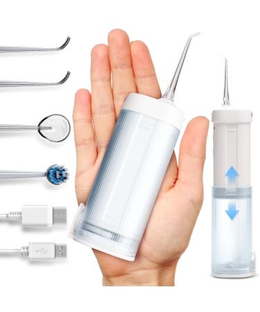 Portable Water Dental Flosser Teeth Pick with 4 Modes Folding Rechargeable Oral Irrigator for Teeth Cleaning and flossing Travel Electric Flosser for Adults with 4 Jet Tips IPX7 Waterproof Grey