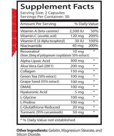Anti-Wrinkle Supplement - Anti-Wrinkle Turmeric Aloe Vera Hydration Resveratrol Glow Anti-Wrinkle Hyaluronic Acid Botanical Boost with Green Tea and Turmeric Collagen and Green Tea 2Bot - Buy Online on GoSupps.com