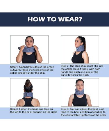 Wonder Care Cervical Collar for Neck Pain Relief - Soft Neck Support Brace for Spondylitis - Men & Women - Grey (Large) - Pack of 1 - Buy Online on GoSupps.com