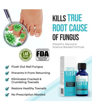 Crystal Flush Tolnaftate 1% with Essential Oils 15ml - Toenail Fungus & Nail Strengthener Solution - Buy Online on GoSupps.com