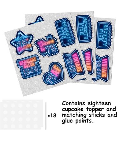 18pcs Blue Fluorescence Glitter Dessert Cupcake Topper Cheer to Let s Glow Crazy Straight Outta 1949 Theme Decoration Supplies Happy 75th Birthday Anniversary Wedding Party Decor Supplies - Buy Online on GoSupps.com