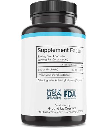 Ground Up Organics Zinc Supplements - High Potency for Healthy Immune System - Gluten Free - Buy Online on GoSupps.com