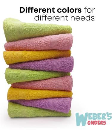 Weber's Wonders 11 Pack Cotton Washcloths for Body & Face - Extra Soft & Highly Absorbent - Fast Dry - Assorted Colors - Buy Online on GoSupps.com