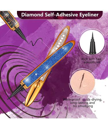 8-Piece Self-Adhesive Diamond Liquid Eyeliner Set | Waterproof, Long-Lasting | No Glue or Magnets | For Women and Girls' Eye Makeup and False Eyelash Application (Stylish Style) - Buy Online on GoSupps.com
