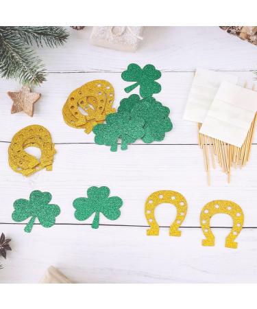 ALEGRE Pack of 24 Lucky Clover Cupcake Toppers St. Patrick's Day Cake Decoration Glitter Horseshoe Muffin Decoration St Patrick's Party Cake Decoration Cupcake Toppers for St. Patricks Baby - Buy Online on GoSupps.com