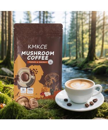 KMKCE Mushroom Coffee 6 Organic Mushrooms with Lion's Mane Reishi Cordyceps Shitake King Trumpet & Turkey Tail Instant Coffee Powder for Energy Digestion Immune Support 30 Servings - Buy Online on GoSupps.com