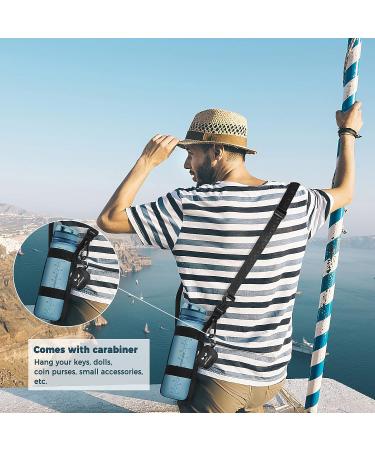 EasyAcc XL Water Bottle Handle Shoulder Strap with Carabiner - Fits 12oz to 64oz Hydro Flask and Universal Wide Mouth Bottles - Ideal for Walking, Hiking, Camping - Full Black - Buy Online on GoSupps.com