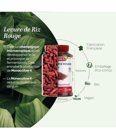 SUPERDIET - RED RICE YEAST - Organic - Vegan - Titled in monacolin K - Made in France - 120 capsules - Buy Online on GoSupps.com