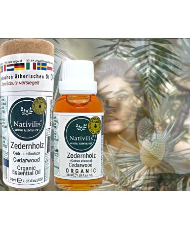 Nativilis Organic Cedarwood Essential Oil Cedrus Atlantica Natural Pain Relief Promotes Health Hair Growth Anti-inflammatory Antiseptic Skin Care Acne Treatment Copaiba Aromatherapy