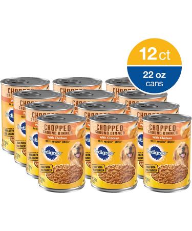 Pedigree Chopped Ground Dinner Wet Dog Food 22 oz. Cans (Pack of 12) - Chicken Flavor - Buy Online on GoSupps.com