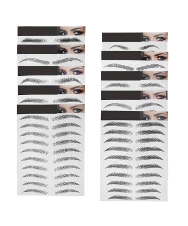 10 Sheets Black 6D Eyebrows Stickers Imitation Ecological Hair-Like Waterproof Natural Tattoos Eyebrows Stickers 100 Pairs