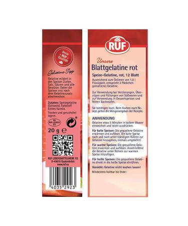 Premium Red Leaf Gelatin with Real Carmine - Gluten-Free 50 Sheets (50x12g) for Desserts Fillings & Baking - Shop Internationally! - Buy Online on GoSupps.com