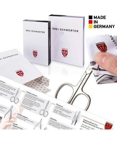 3 Swords Germany 6 Piece Manicure Pedicure Grooming Kit Set in Genuine Leather Case - Professional Nail Care Scissors and Clippers - Made in Solingen Germany - Black Leather - Gift Box Included - Buy Online on GoSupps.com