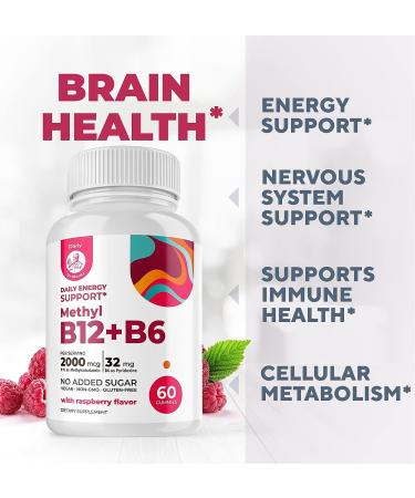 Dr. Moritz Vitamin B6 B12 Gummies - Sugar-Free Vegan Formula with 2000mcg Methyl B-12 and 32mg B-6 - Raspberry Flavor Chewable Vitamina for Adults & Kids - Buy Online on GoSupps.com