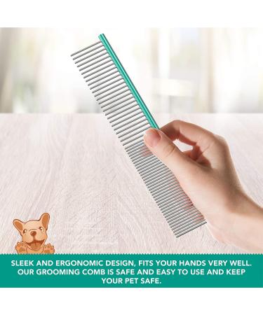 Ruff 'N Ruffus 2 PACK Stainless Steel Professional Pet Grooming Comb - Safe Grooming, Rounded Teeth, 7 1/2 - Buy Online on GoSupps.com