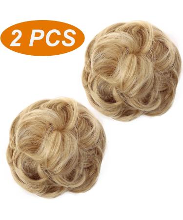 JJstar 2PCS Curly Fake Hair Buns - High Heat Resistant Synthetic Fiber Scrunchies for Women, Light Honey Blonde - Buy Online on GoSupps.com