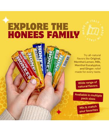 Honees Honey Filled Drops, Honey Cough Drops with Real Honey-Natural Sore Throat Relief-Nothing Artificial-Throat Coat Lozenges, Natural Cough Suppressant, Non-GMO (6 Pack 54 Drops) Honey 6 Pack-54 Drops - Buy Online on GoSupps.com