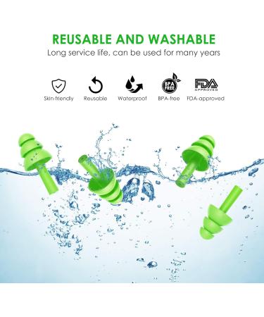 Ear Plugs Noise Reduction 10 Pairs Waterproof Reusable Silicone Earplugs for Sleeping Swimming Shooting Range Motorcycles Work SNR 32db Ear Plugs for Adults & Kids (Green) - Buy Online on GoSupps.com