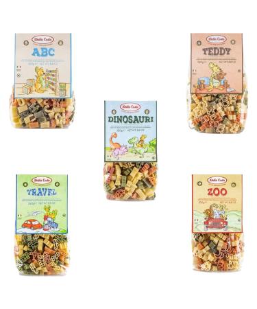 Dalla Costa Pasta Packet Pick N Mix - Choose From 5 Flavours | ABC Zoo Dinosauri Travel Teddy Tricolour-Pasta - Pack of 4 x 250g