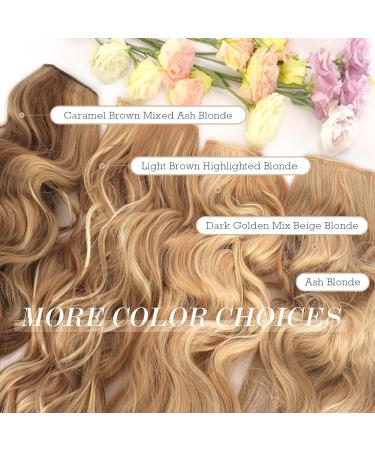 FESHFEN Invisible Wire Hair Extensions | Adjustable Size with Clips | Long Wavy Synthetic Hair Piece | Secret Headband Hairpieces for Women - 16 inch Light Brown Highlighted Blonde - Buy Online on GoSupps.com