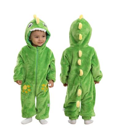 Doladola Baby Boys Girls Cartoon Animal Hooded Onesies Infant Pajamas Romper 6-12 Months Green Shark