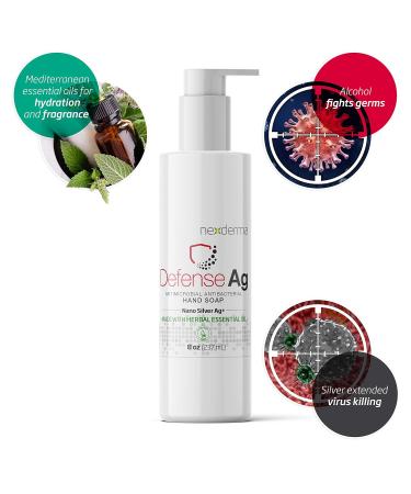 Defense Ag Hand Soap - Moisturizing Silver & Oat Extracts | Paraben-Free 8 oz | Herbal Essential Oils Vitamin E & Coconut Oil - Buy Online on GoSupps.com