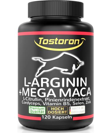 Tostoron L -Arginine + Mega Maca highly dose - get the Tostoron Hammer right home now!120 capsules + L-citrulline pine bark extract cordyceps selenium zinc 1 can (1x98.5g) - Buy Online on GoSupps.com