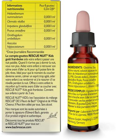 RESCUE NUIT KIDS - Jolis R ves - Apaisement et Relaxation - Formule Sans Alcool - Go t Framboise - D s 3 Ans - Compte-gouttes 10 ml - Buy Online on GoSupps.com
