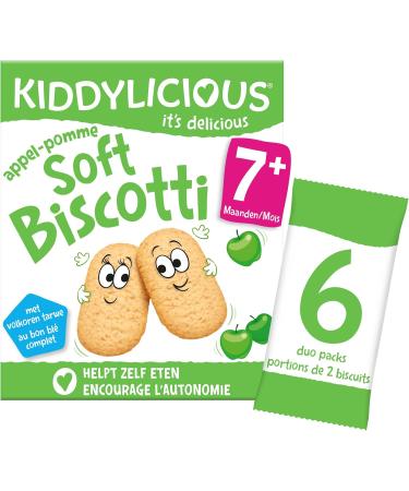 Kiddylicious Soft Biscotti Apple | From 7 Months | Soft Wheat Cookies | 6 Packs of 120g (6 Sachets of 20g) | 720g - Buy Online on GoSupps.com