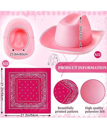 12 Pink Cowboy Hats and Bandanas Set - Western Cowgirl Party Costume Accessories - Buy Online on GoSupps.com