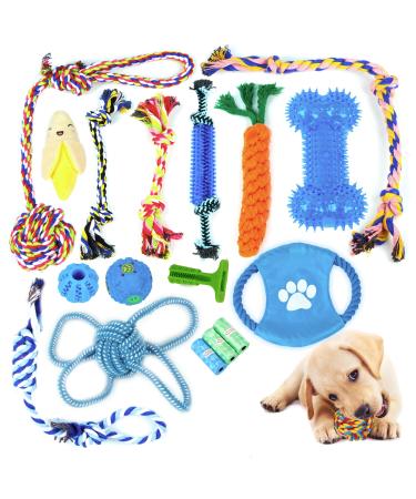 ZENO Dog Toys | Rope Chew Toys for Dogs | Strong Rope Ball & Tug for Teething & Training | Puppy Teething Toys | 100% Natural Cotton | Great for Small Medium & Large Puppies & Adults (18 Pack)