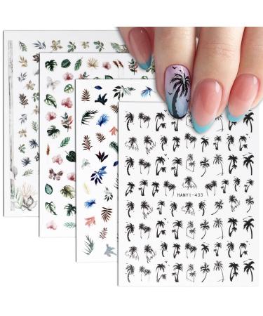 4 pieces nail stickers self-adhesive summer palm tree nail stickers nail stickers fingernail stickers plants leaves DIY nail art - Buy Online on GoSupps.com