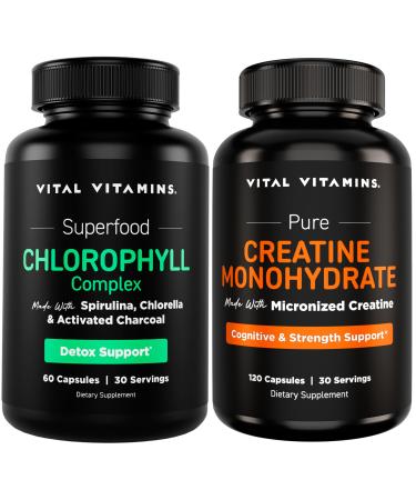 Vital Vitamins Chlorophyll Complex 60 ct + Creatine Capsules 120 ct
