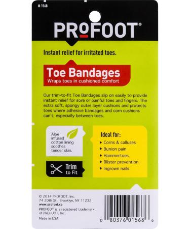 PROFOOT Toe Bandages - Soft Cushioning for Blisters Hammertoe & Callouses | Trim to Fit 3-Pack International Shipping Available - Buy Online on GoSupps.com