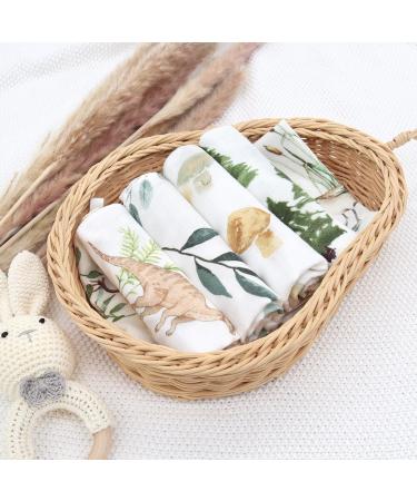 Lifetree Baby Muslin Washcloths - 6 Soft Bamboo Cotton Towels for Boys & Girls 26x26 cm Adorable Forest Animals - Buy Online on GoSupps.com